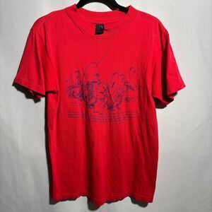 VTG 80s Tom Ingham Jim Morris Red Graphic T Shirt Animals Chief Seathle Mens SEE